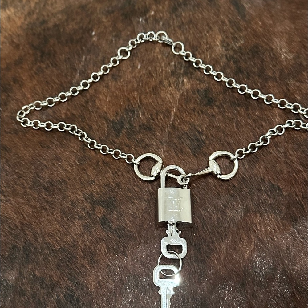 Louis Vuitton Silver Lock and Key (#315) and YOUR CHOICE OF CHAIN